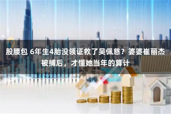 股腰包 6年生4胎没领证救了吴佩慈？婆婆崔丽杰被捕后，才懂她当年的算计