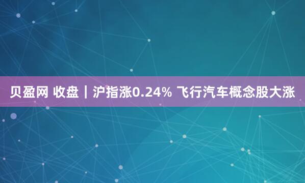 贝盈网 收盘｜沪指涨0.24% 飞行汽车概念股大涨